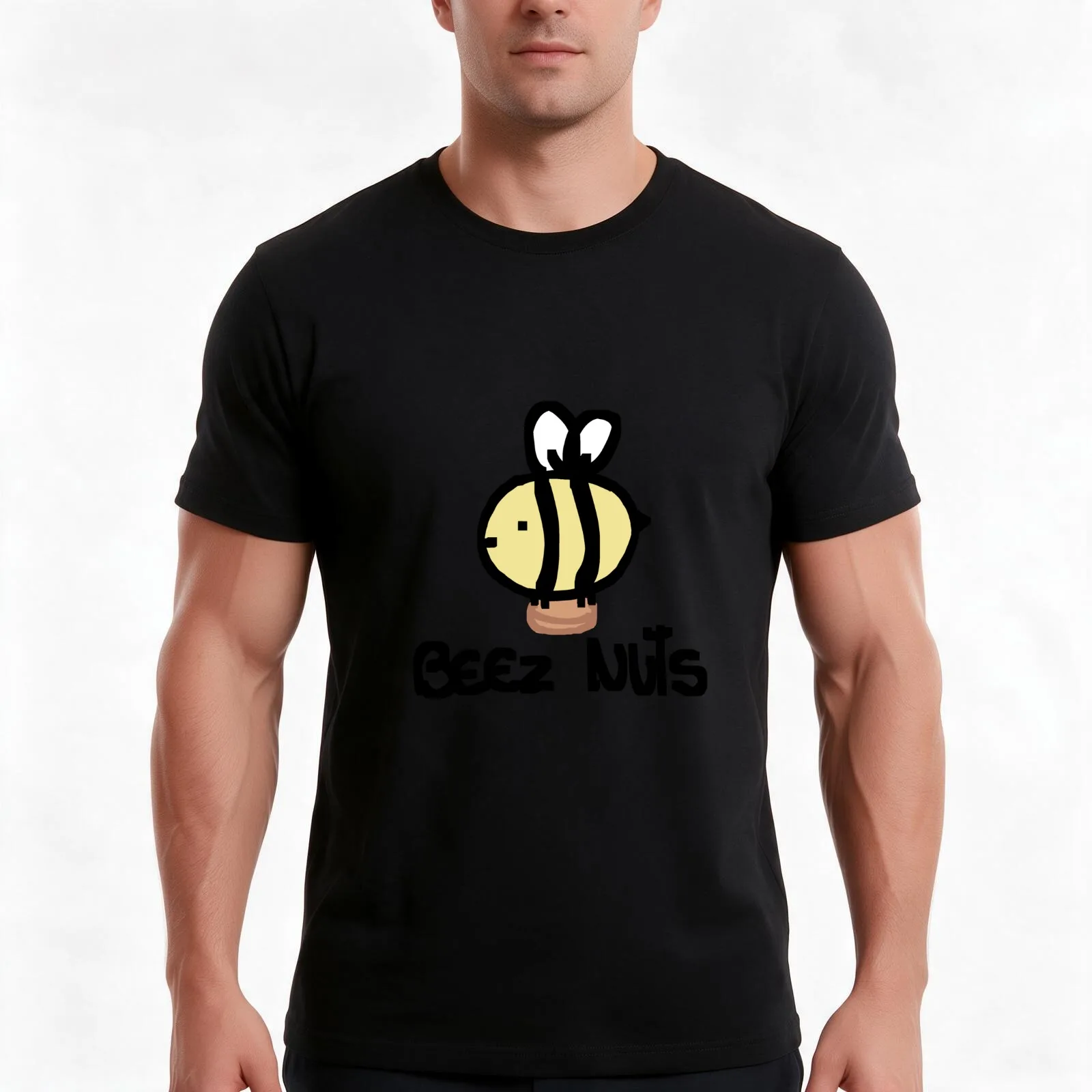 beez nuts T-Shirt, Summer Casual Cotton Tee, Oversized Streetwear Tops, Vintage Graphic Print, Loose Fit Short Sleeve