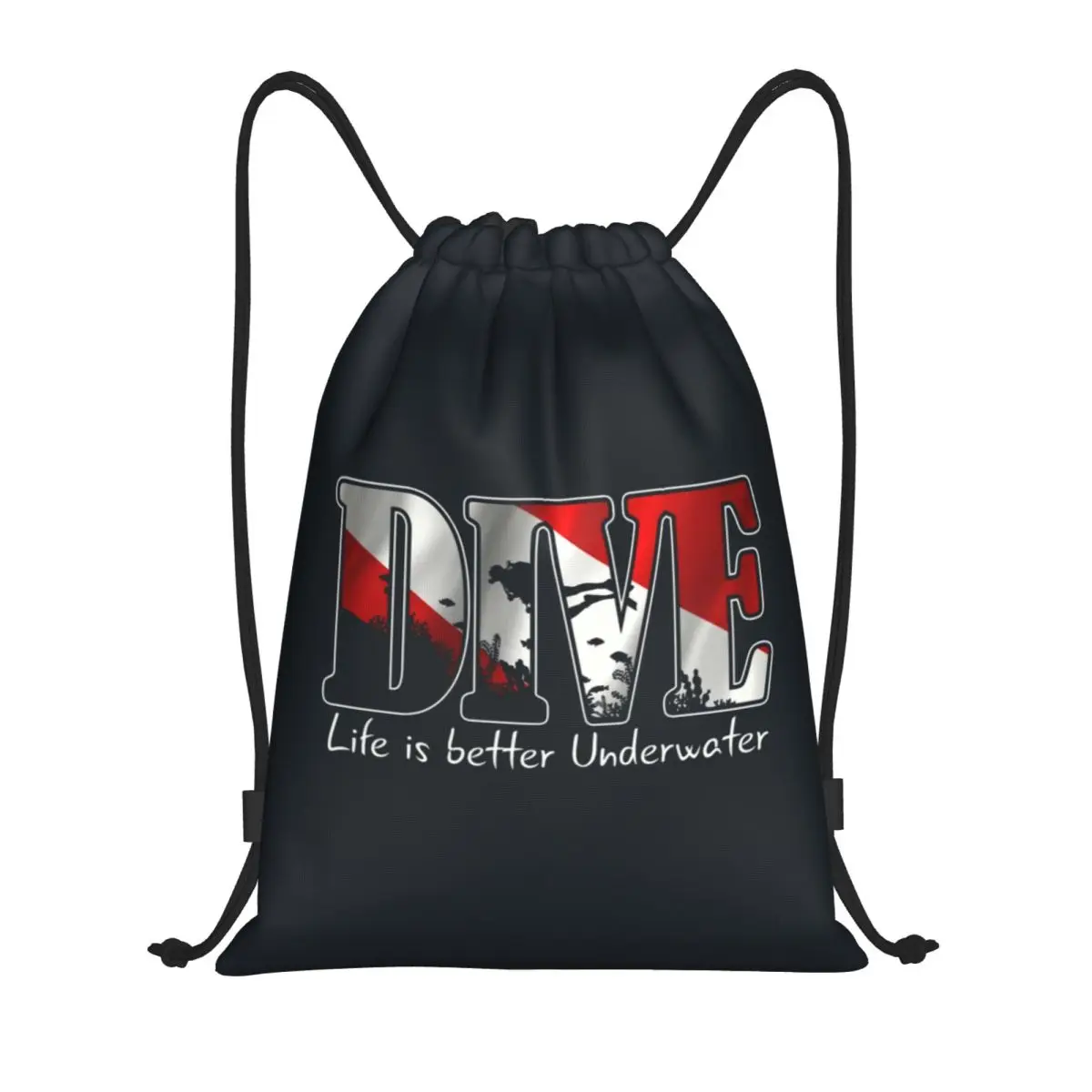 Scuba Diving Drawstring Bags Men Women Portable Gym Sports Sackpack Life is Better underwater Shopping Storage Backpacks