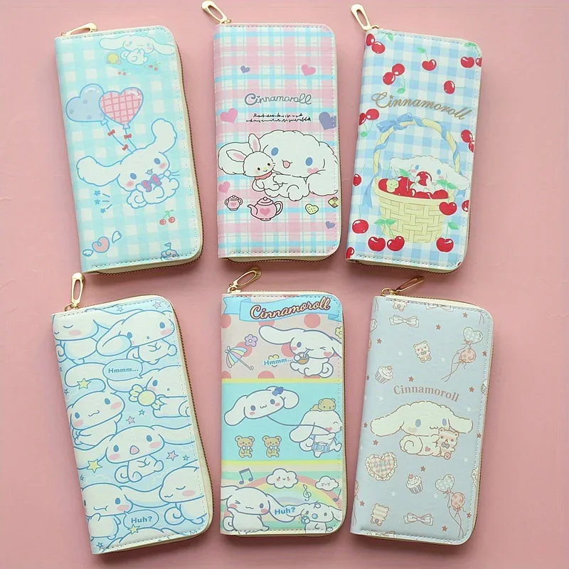 

Kawaii Sanrio Cinnamoroll Anime Cartoon Long Wallet Cute Pu Casual Money Bag Card Holder Zipper Coin Purse Men Women Gifts