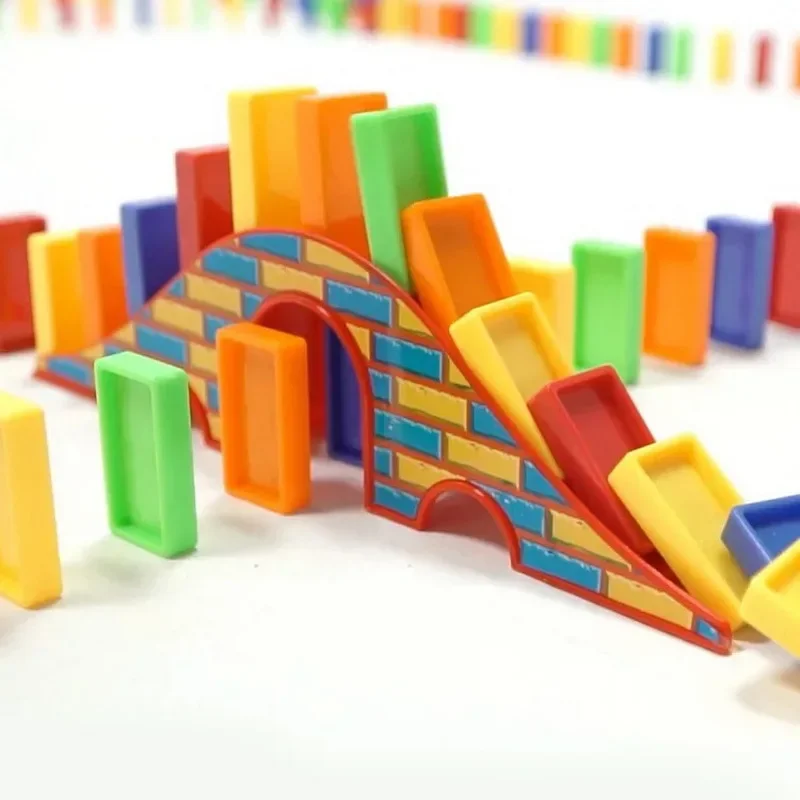 Domino Building Blocks with Aircraft Tracks - Children’s Train & Rocket Toy (STEM Learning Kit)