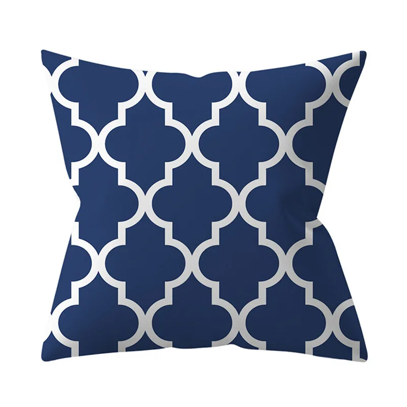Navy Blue Mandala Nordic Geometric Pillowcase 45x45 Cushion Cover Decorative Pillow Sofa  Home Decor Polyester