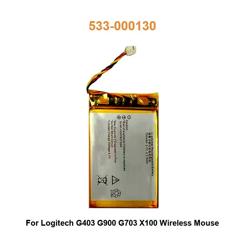 

Wireless Mouse Battery For Logitech G403 G900 G703 X100 Wireless Mouse Batteria 533-000130 750mAh Real Capacity