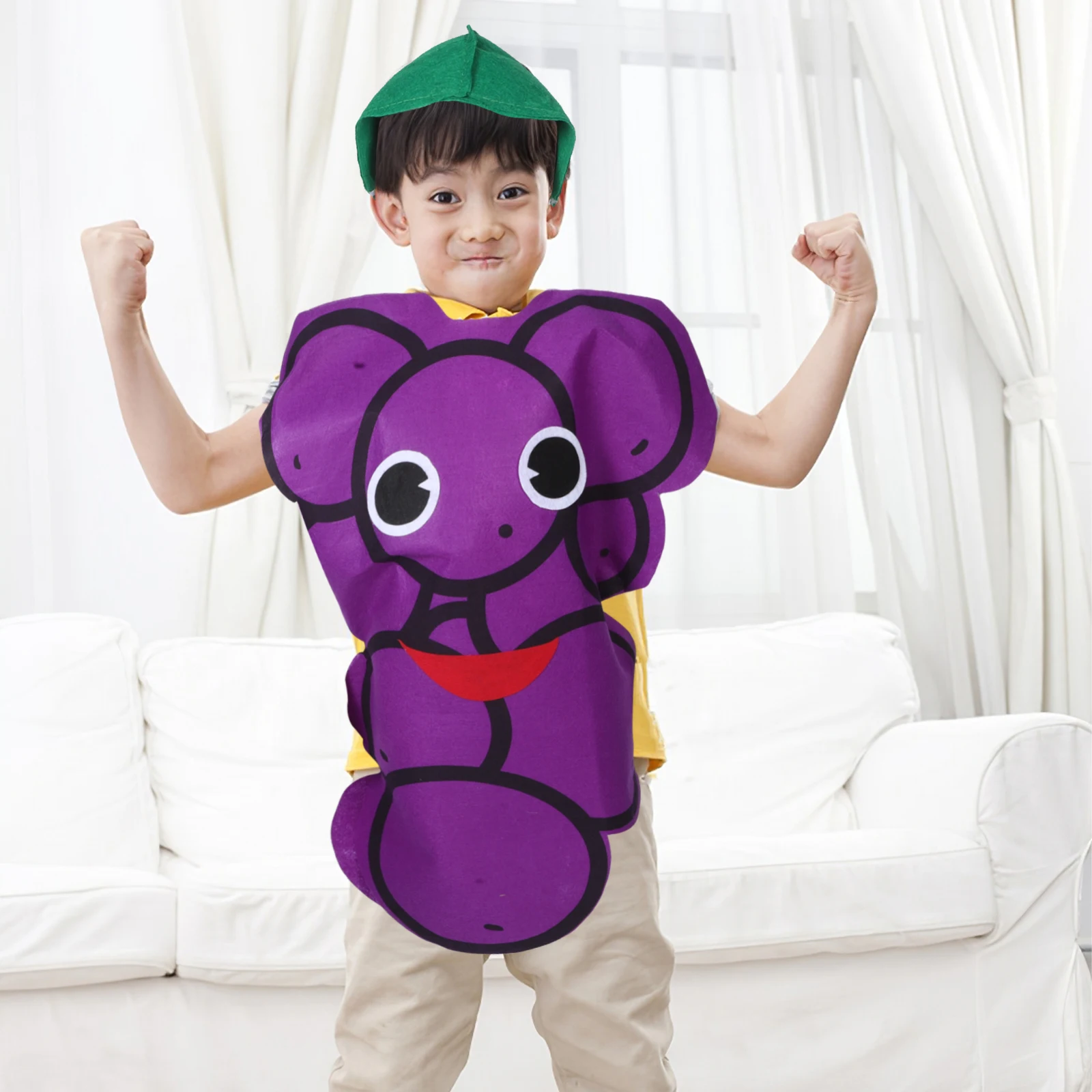 

Grape Costumes Kids Halloween Costume Performance Supplies Grape Design Hat Clothing Set Festive Outfit
