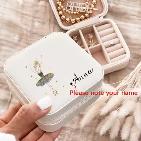 Personalised Name Travel Jewellery Box Girls Jewelry Organizer Personalized Custom Name Girls Gift Idea for Christmas &amp; New Year