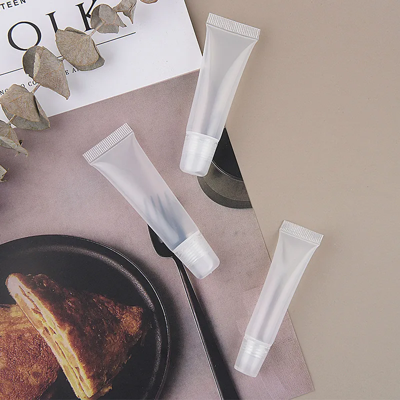10 unids/pack 8g 10g 15g tubos vacíos brillo de labios bálsamo envases cosméticos transparentes botella de almacenamiento vacía recargable herramientas de maquillaje