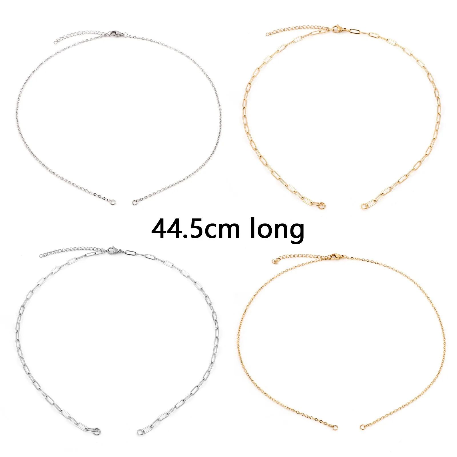 1pc Multicolor 304 Stainless Steel Link Cable Chain Semi-finished Necklace Lobster Claw Clasp For DIY Jewelry Making 44.5cm long