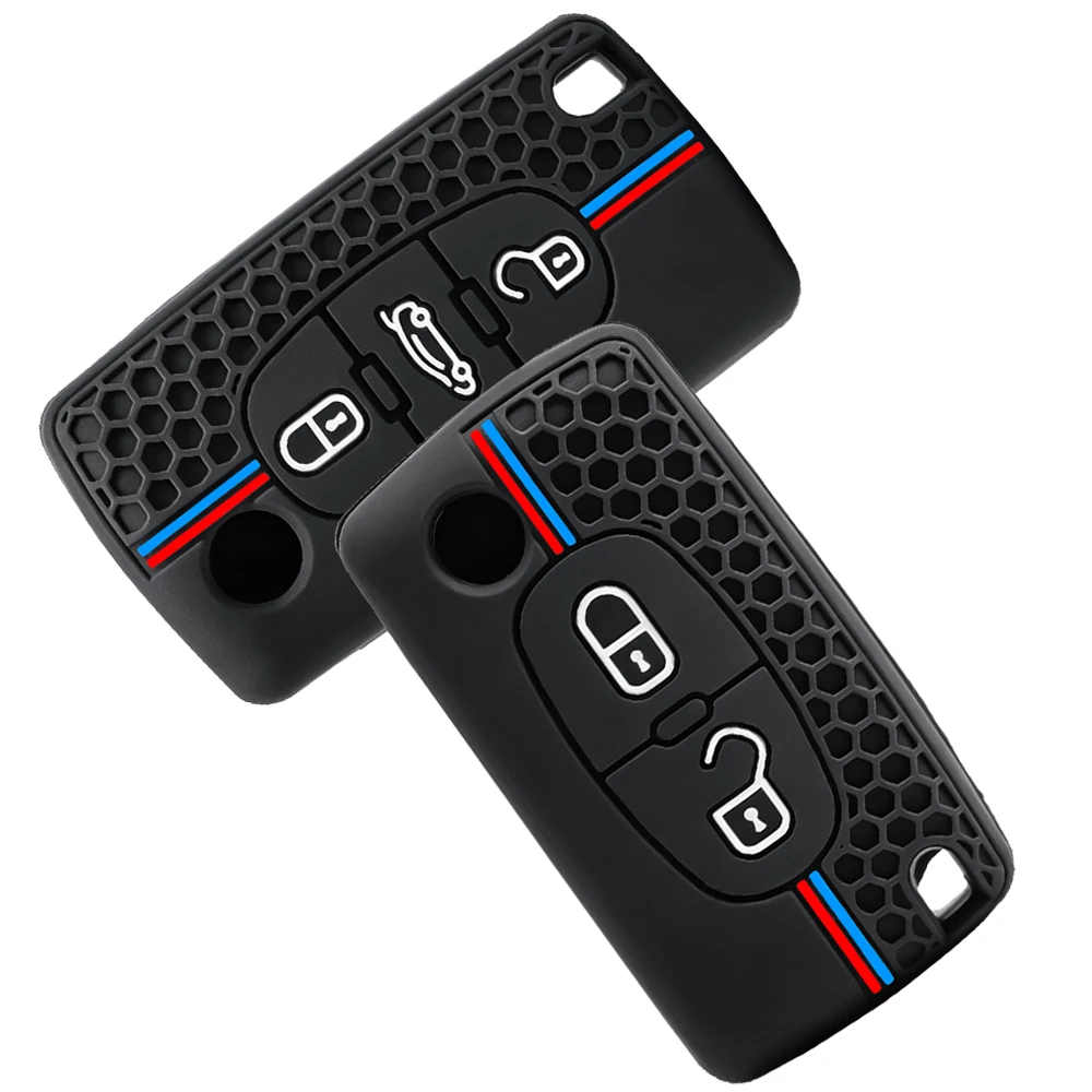 Für Peugeot 107 207 307 308 407 607 206 4007 3008 5008 Für Citroen C2 C3 C4 C5 C6 2/3 Tasten Silikon Autoschlüssel-Fernbedienungs-Hülle