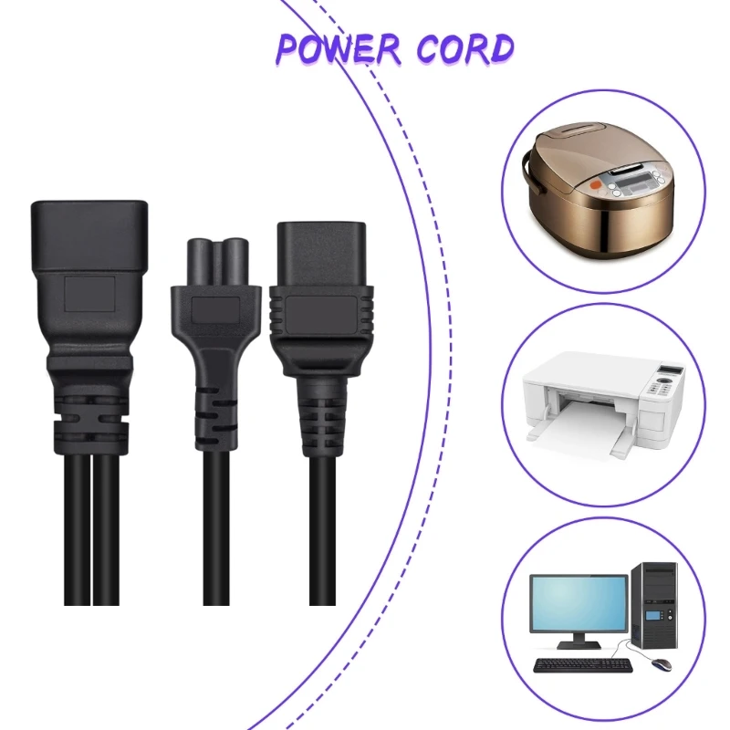 Y1UB Professional 16A Power Adapter Cable, IEC320 C20 to C19 with 3Hole C5 Socket, PVC 32CM 12.6inch Long