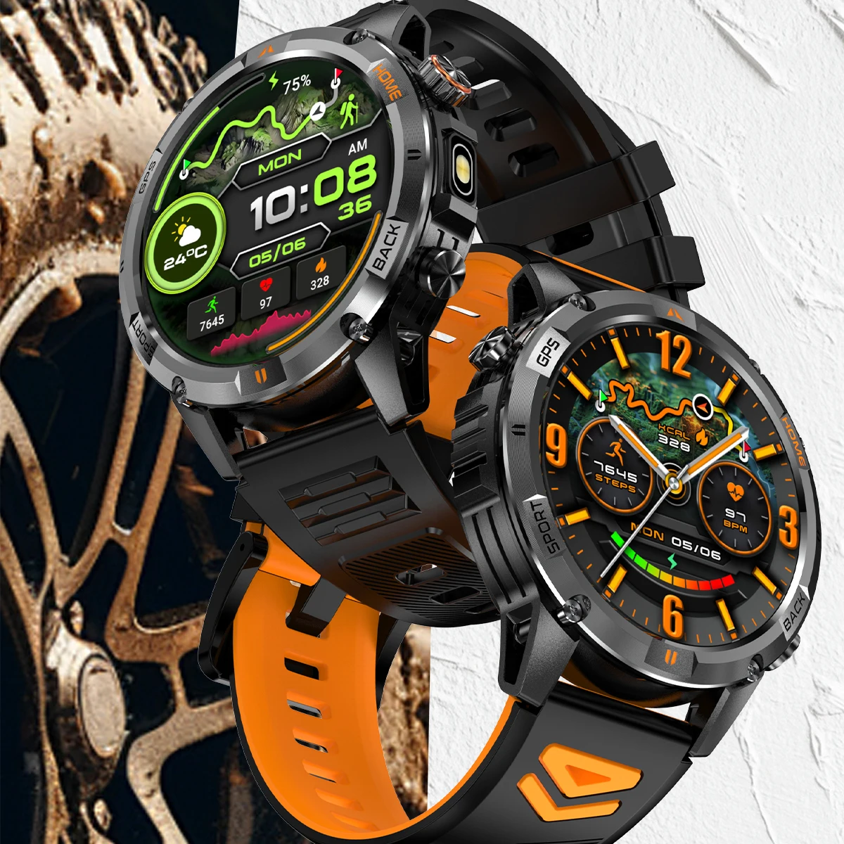 

Outdoor Sports GPS Positioning Smart Watch YK15 IP68 Waterproof Heart Rate HD Bluetooth Call Flashlight Compass SmartWatch Men