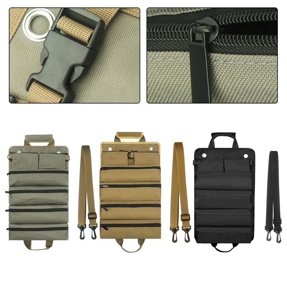 For Vehicle Organization Oxford Cloth Tool Roll Waterproof Tool Organizer 495*320mm Adjustable Shoulder Strap Tool Bag