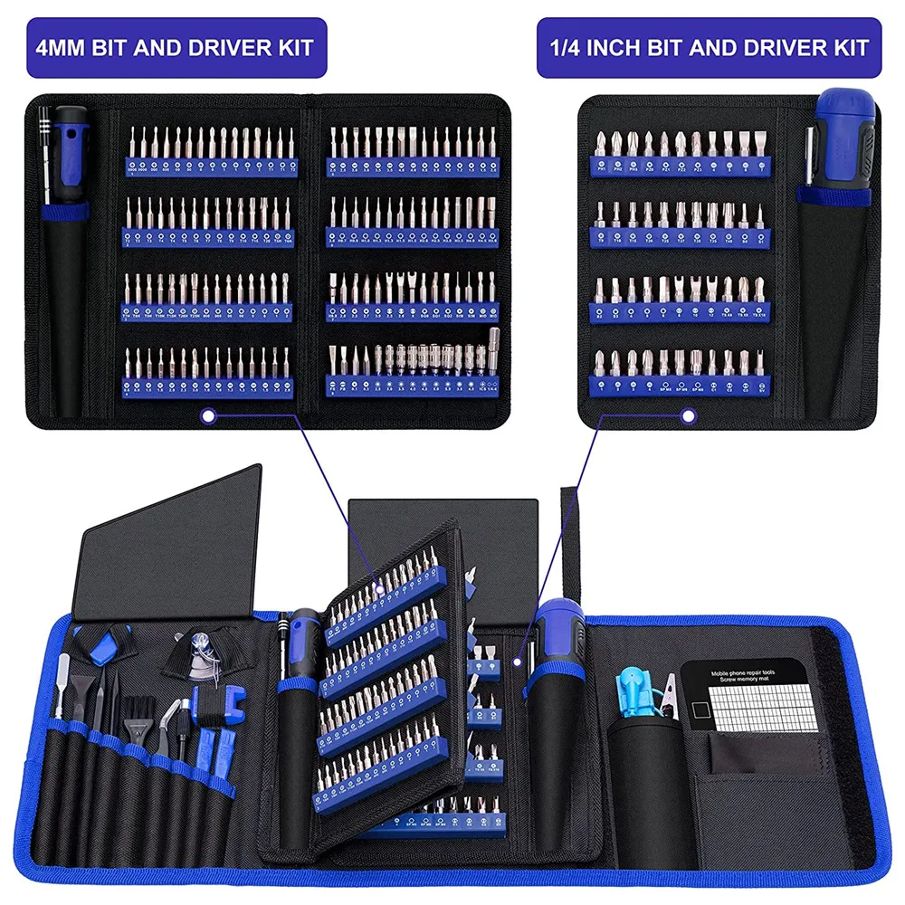 Precision Screwdriver Set 191-PCS Multi-Bit Screwdriver 1/4 Inch Nut Driver Home Improvement Tool Electronic Repair Kit
