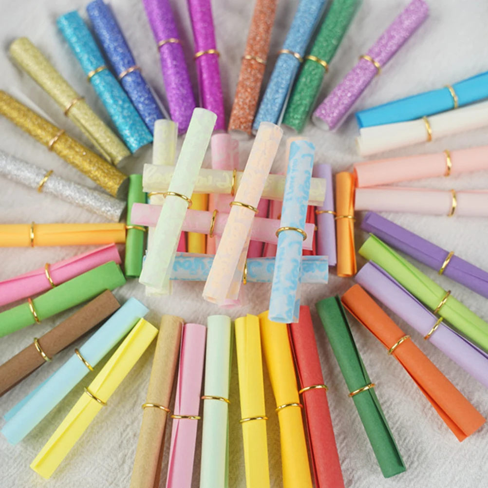 

140pcs Colorful Wishes Paper Scrolls Mini Blank Message Rolls Ink Resistant For Wedding Birthday Decoration Party Favours Glass