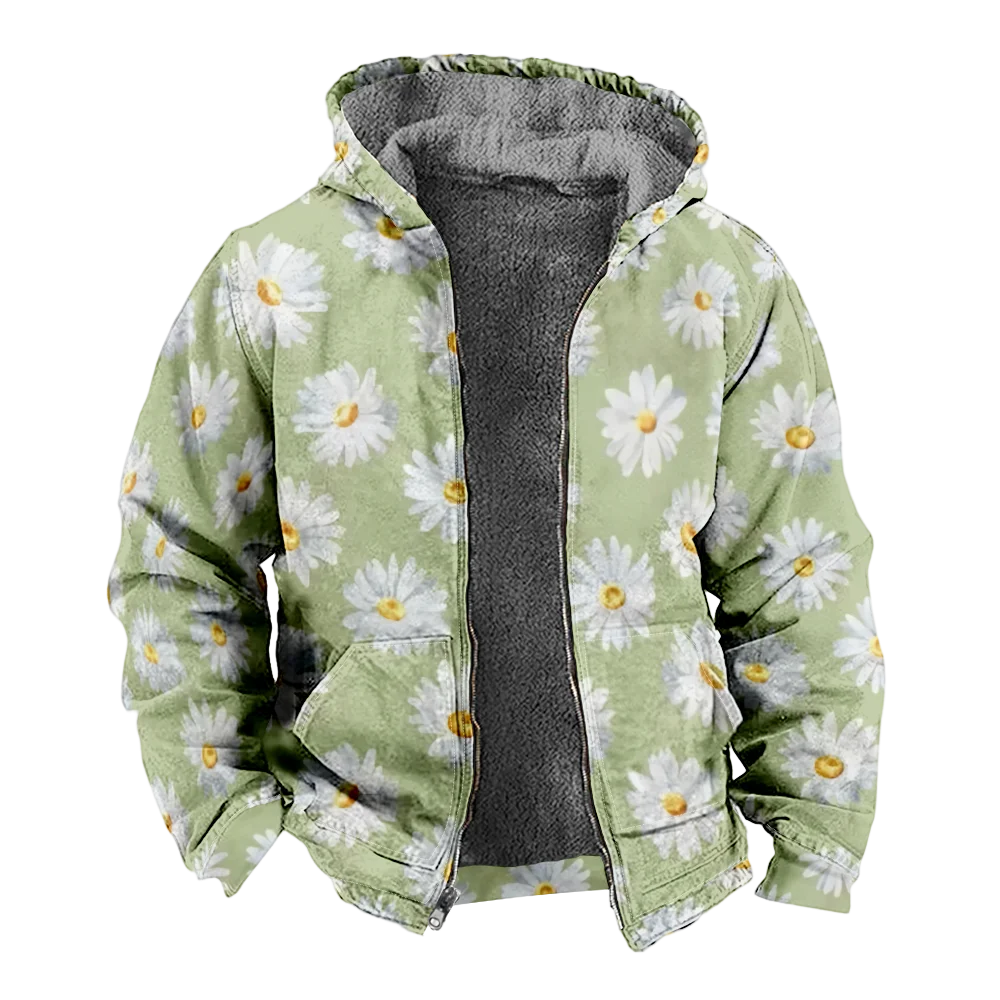 Men's Winter Jackets Coats,casual stylish Flora Pattern Cotton Clothes Overcoat Modern Beach CAMPUS