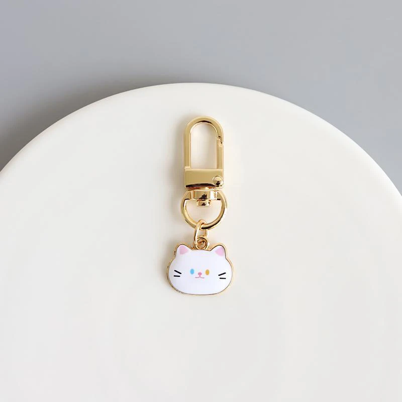 Cartoon Cute Cat Keychain Kawaii Animal Metal Charms Key Holder For Women Girls Purse Bag Backpack Earphone Hanging Ornaments