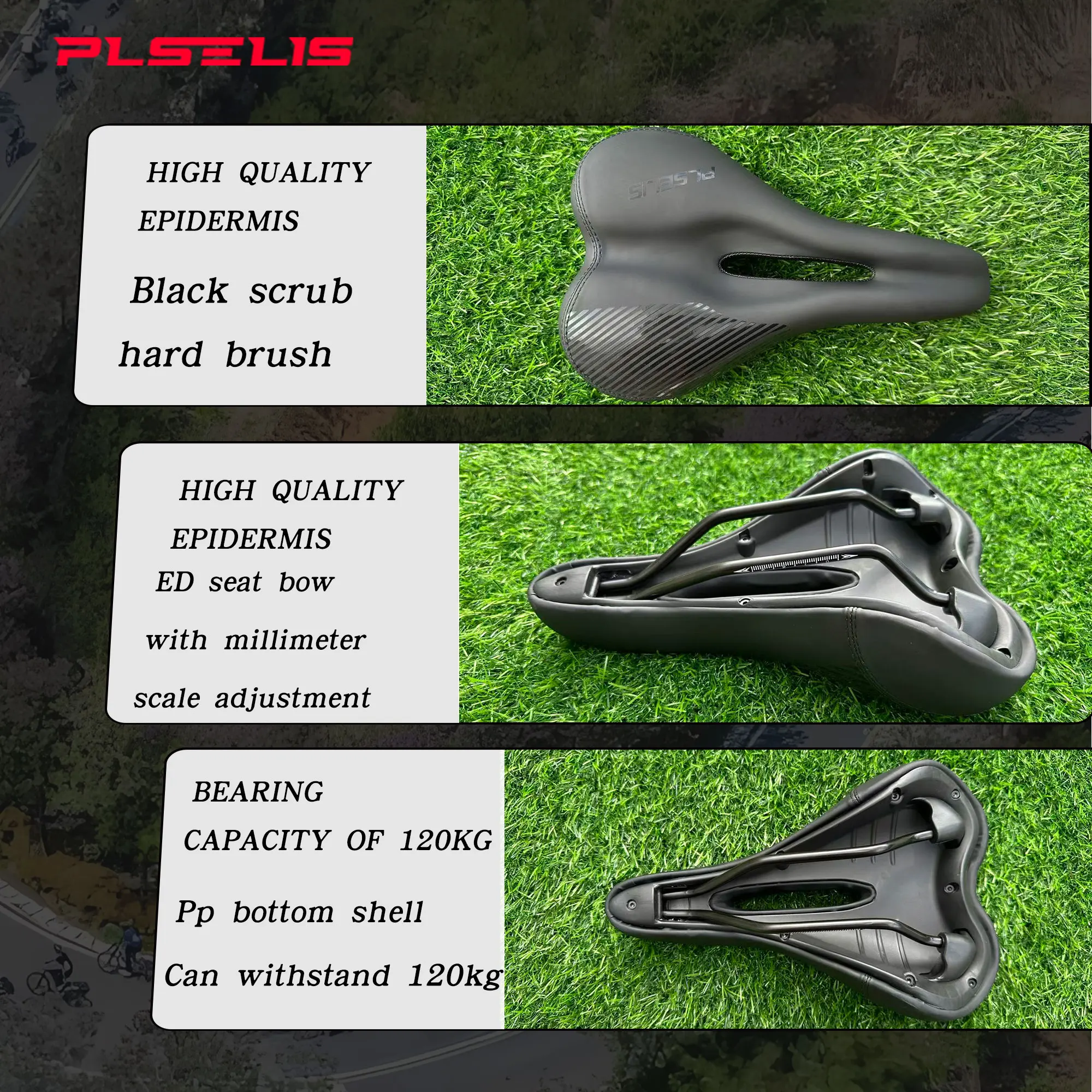 Plselis سميكة لينة دراجة السرج دراجة هوائية جبلية وسادة مقعد مقاوم للماء دائم الطريق دراجة السرج وزنها 392 جرام