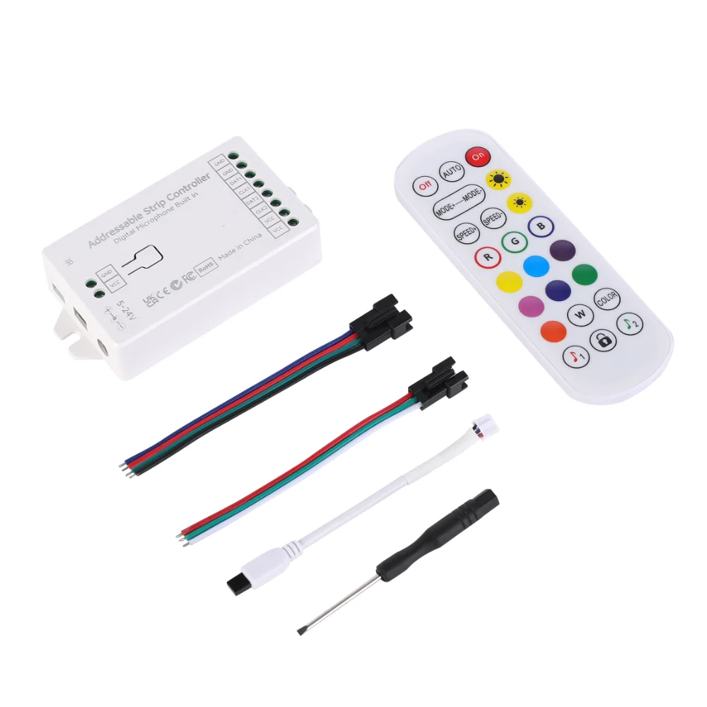Pre Flashed Music Effect IR Remote WLED 5-24V WS2812B WS2811 SK6812 TM1814 WS2813 WS2815 LED Light Strip Controller