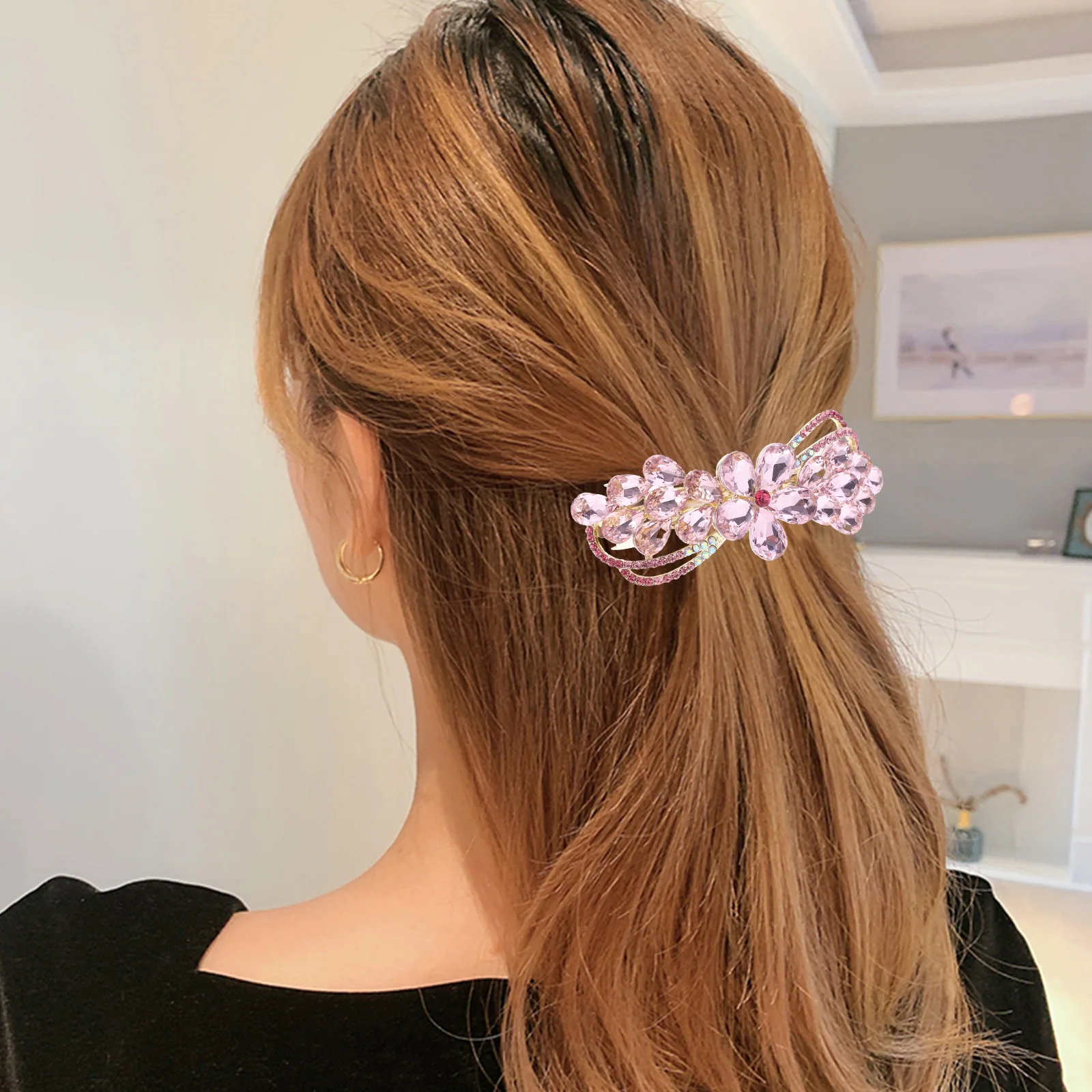 

Big Large Clips for Women Girls Rhinestone Vintage Spring Metal Hairpin Elegant Accessories Zinc Alloy Barrettes Thick Hair