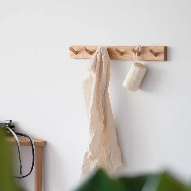 Nordic Log Coat Hook Wall Hanging Solid Wood Storage Rack Hat Clothes Bag Wall Shelves Door Hanger Ornament Kids Room Decoration