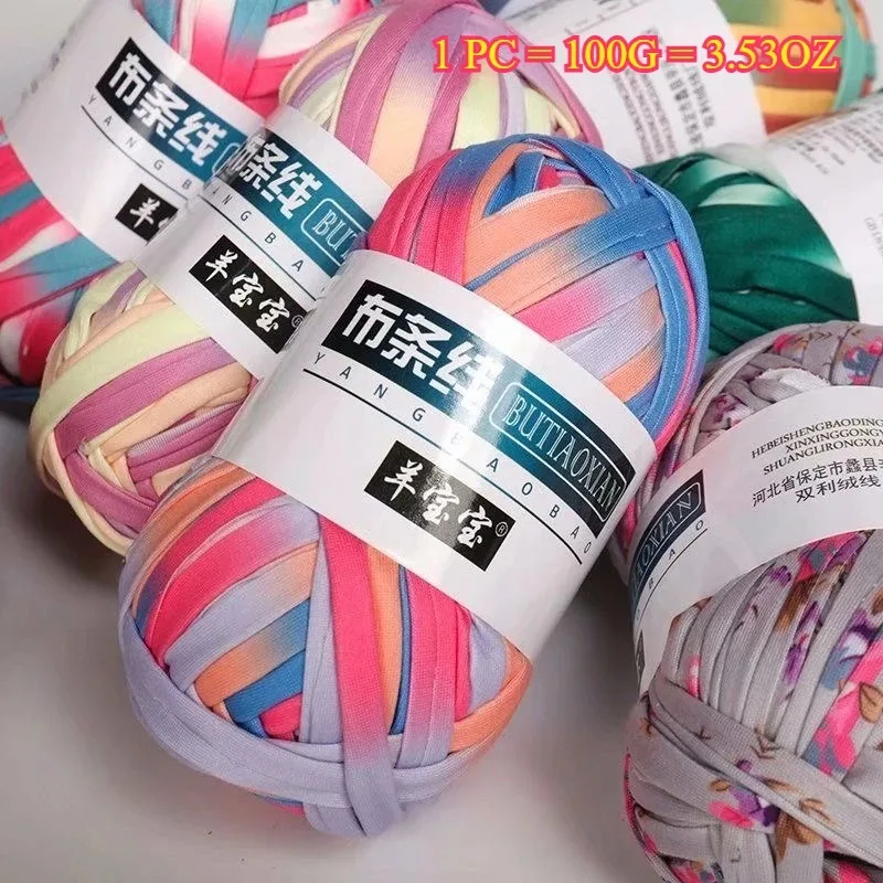 

Пряжа для вязания толщиной 2 мм, пряжа для футболки для вязания крючком, сделай сам, сумка, одеяло, подушка, дизайн для вязания крючком, плоская нить, 100 г, пряжа из мягкой ткани