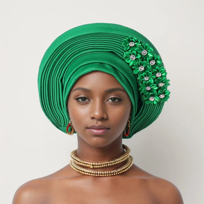 Nigeria Auto Gele Headtie Already Made 2025 Aso Oke Sego Gele African Hat Turban Femme Bonnet Head Wrap High Quality Hijab Cap