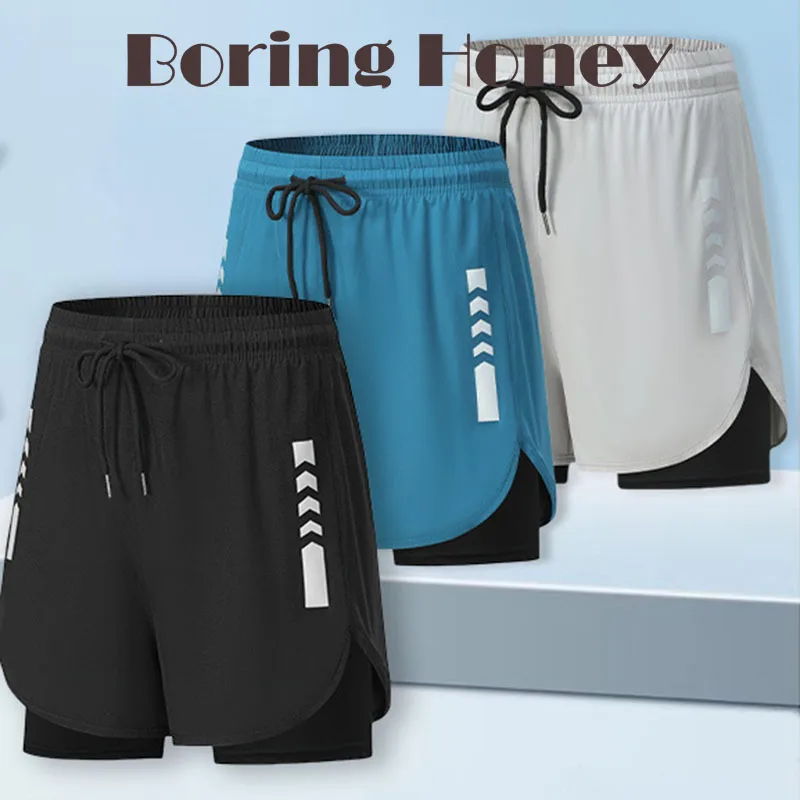 

Boring Honey Men's Breathable 3-Panel Training Shorts - Running Cycling Shorts for School Sports Marathon Exam Men's Trousers