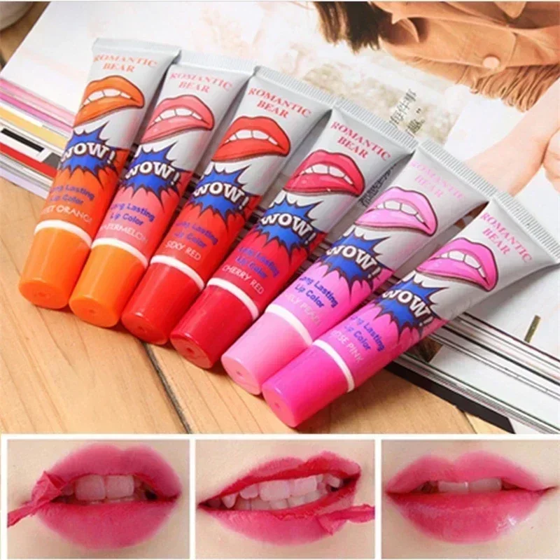 1 lápiz labial líquido despegable resistente al agua brillo de labios duradero máscara de pelusa maquillaje tatuajes brillo de labios lápices labiales cosméticos para mujer rojo