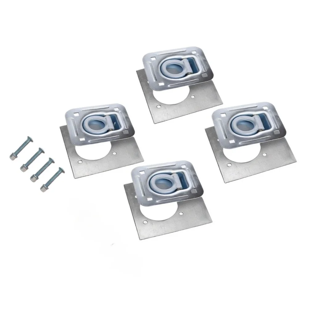 Flush Mount D Ring Anchor Kit 124mm for x 114mm Steel Silver for Enclosed Trailer Box Truck Van Flatbed Cargo Securing