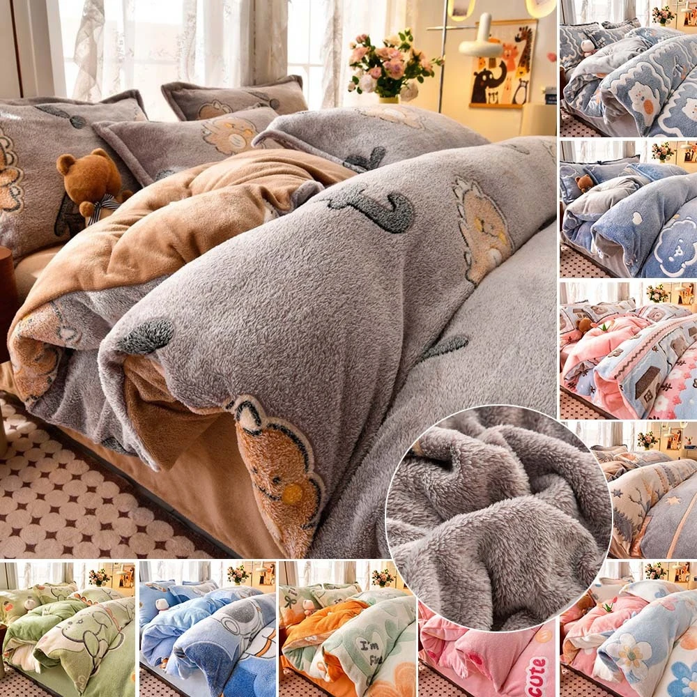 

1PC Autumn Winter Quilt Cover Snowflake Velvet Thickened Printed Duvet Cover Warm Flannel Velvet Cover for Bedroom Funda Edredón