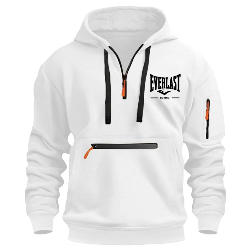 EVERLAST boks moda ilkbahar ve sonbahar erkek ve kadın çok fermuar baskılı Hoodie, gündelik spor giyim, gevşek Hoodie