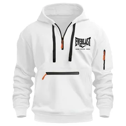 EVERLAST boks moda ilkbahar ve sonbahar erkek ve kadın çok fermuar baskılı Hoodie, gündelik spor giyim, gevşek Hoodie