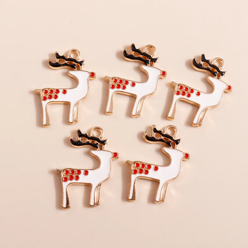 10 Stück Mix Emaille Weihnachtsanhänger für Schmuckherstellung Weihnachtsmann Baum Hirsch Hut Charms Anhänger für DIY Halsketten Ohrringe Geschenke – Detail 13