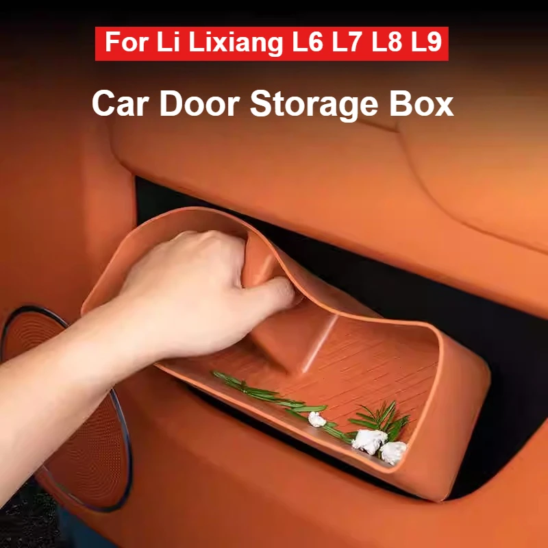 

For Li Lixiang L6 L7 L8 L9 2022 2023 2024 Silicone Car Inner Door Storage Box Organizer Fit L6 L7 L8 L9 Car Door Pocket Slot Pad