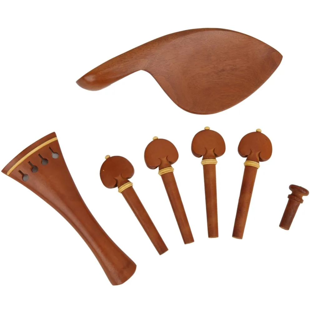 Durable Jujube Wood Violin Tailpiece Set Wooden Color Violin Tuning Pegs Violin Parts Kit Violin Replacement