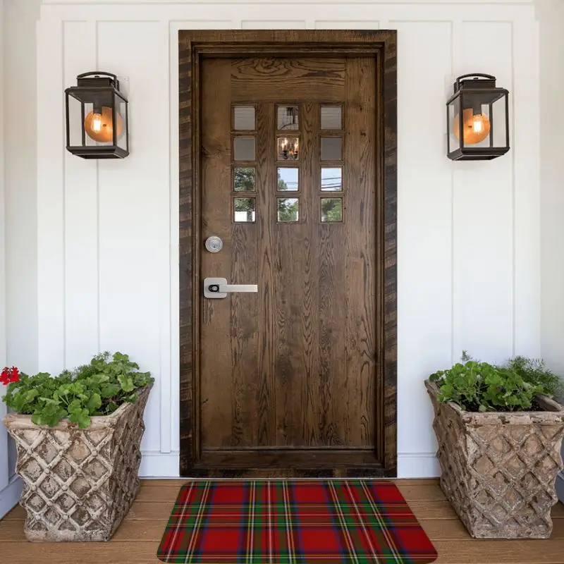 Custom Royal Stewart Tartan Clan Doormat Non-Slip Entrance Bath Kitchen Floor Door Mat Geometric Gingham Toilet Carpet Rug