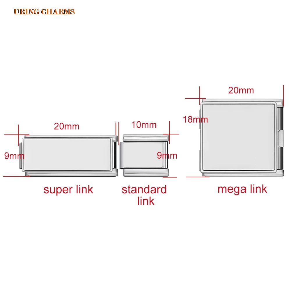 Customized Imagine Picture Mega Super Standard Italian Charm Link Fit 9/18mm Stainless Steel Bracelet  DIY Making Beads Jewelry