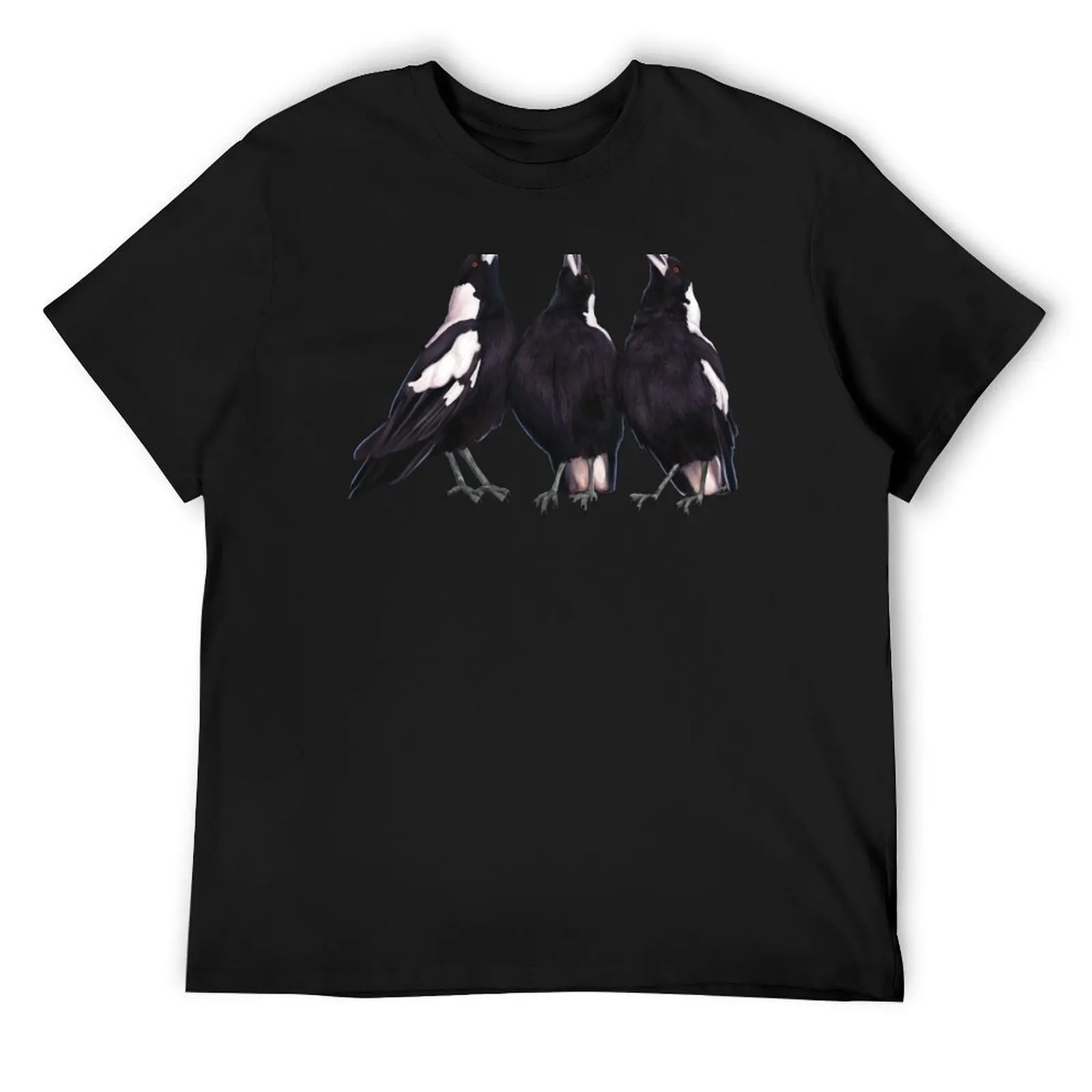 Trio of warbling magpies. Australian theme decor, original artwork. Unique gift. T-Shirt anime t shirts mens clothes