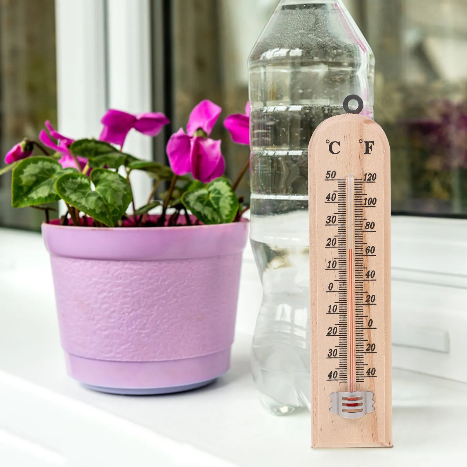 3Pcs Glass Tube Wooden Thermometer Multi Functional Indoor Outdoor Household Room Garden Temperature Measuring Device Hanging