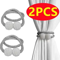 2PCS Magnetic Pearl Curtain Clip Curtain Holders Tie Back Buckle Clips Hanging Ball Buckle Tie Back Curtain Decor Accessories