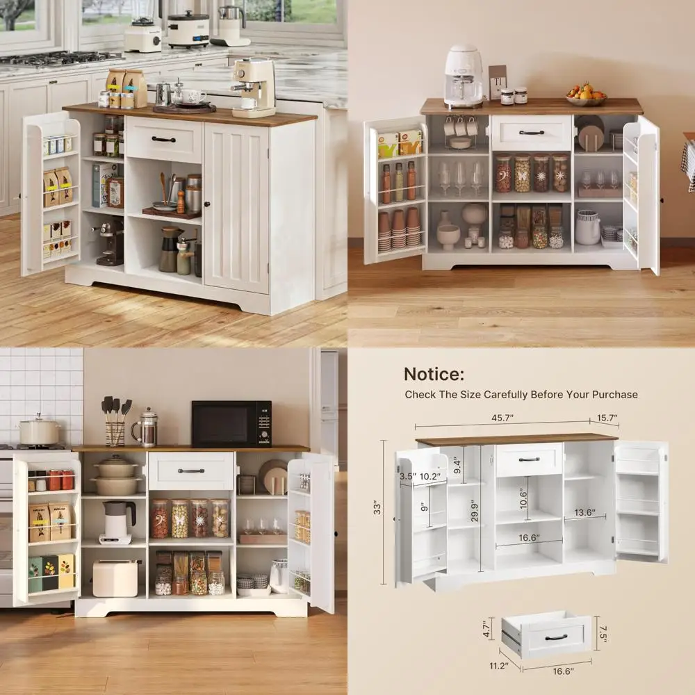Kitchen Sideboard Buffet Cabinet with Storage Drawers and Door for Coffee Bar and Pantry Organization
