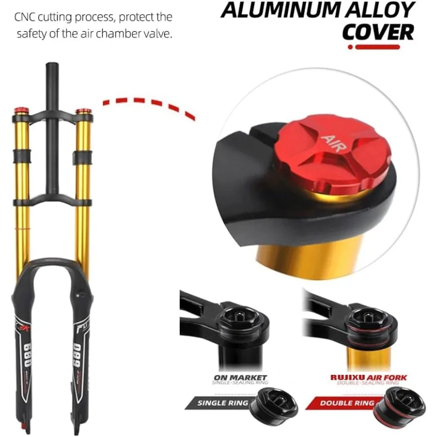 Amortyzowane widelce do rowerów górskich 26 cali z hamulcami tarczowymi MTB, złoty widelec 11/8, prosty widelec DH, pneumatyczny, skok 135 mm, regulacja odskoku 11/2 Coni