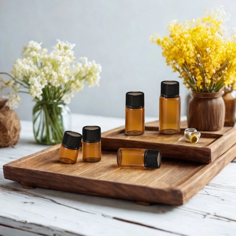 30/50/100pcs 1ml 2ml 3ml 5ml Amber Glass Dropper Bottles for DIY Essential Oil Perfume Refillable Empty Travel Container Sample