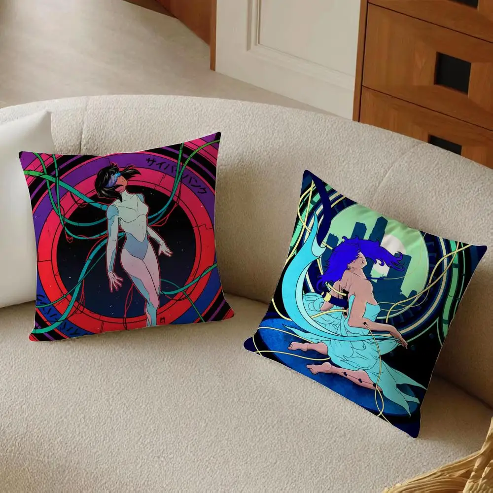 G-Ghost In The S-Shell Cushion Cover Daily Washable Linen Pillowcase Soft  for Sofa Bed Home Room Decor