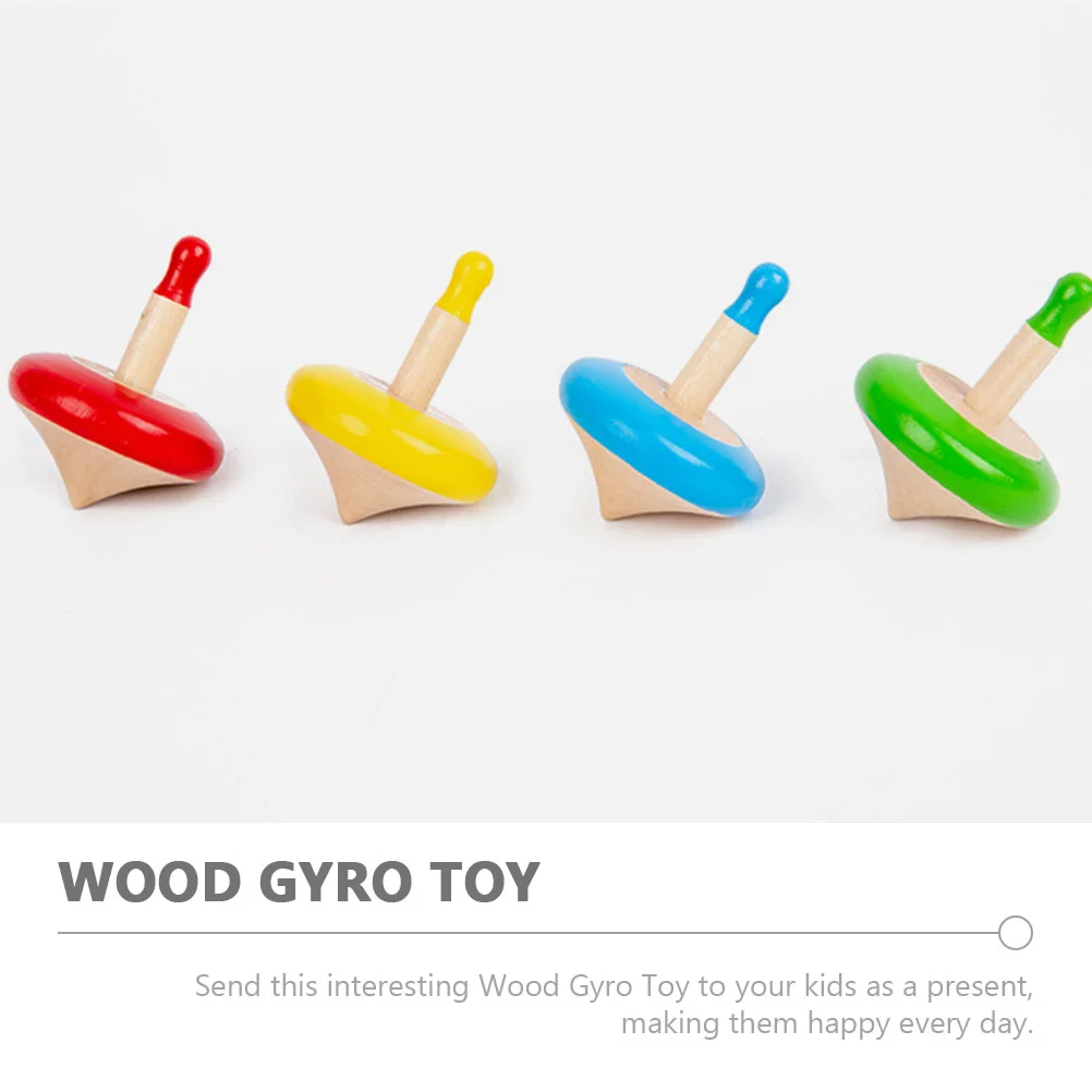 4 Pcs Small Spinning Top Tops Toys Kids Boy Gyro Children Wood Playthings Portable