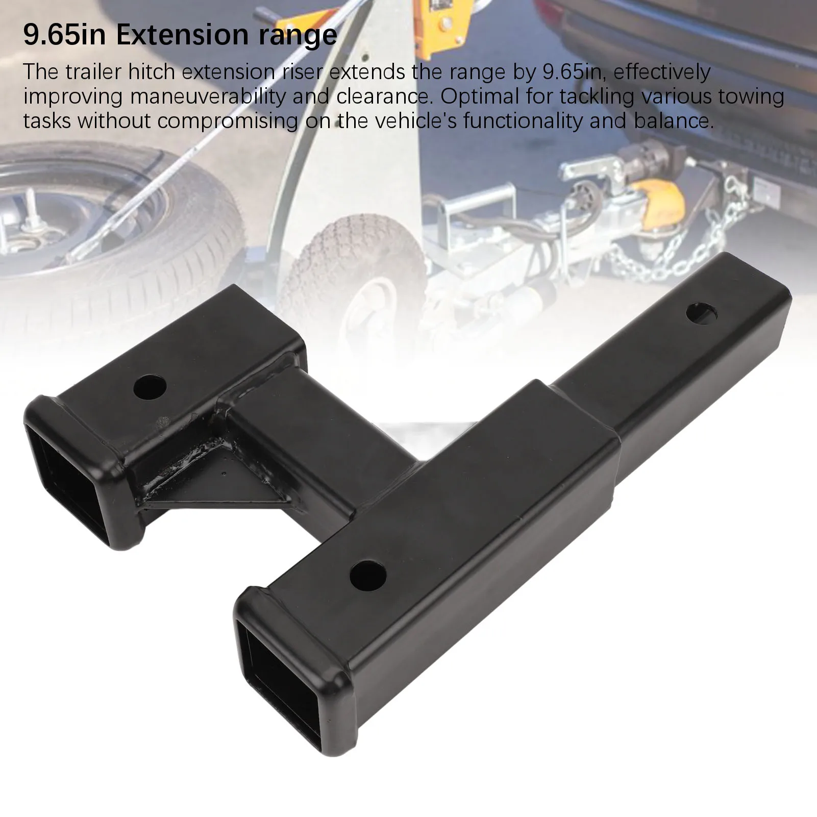 Стальной удлинитель сцепного устройства прицепа N, диапазон расширения 9,65 дюйма, черный адаптер удлинителя сцепного устройства для автомобиля, внедорожника, пикапа, автофургона с 2-дюймовым буксировочным портом