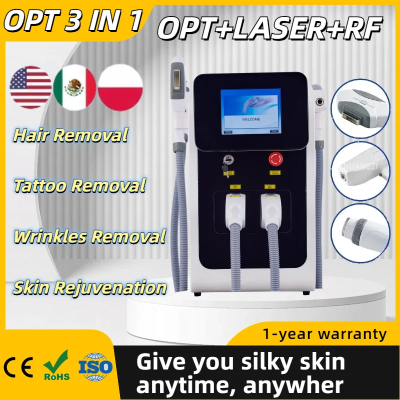 

3 in 1 OPT IPL Hair Removal Machine Picosecond Laser Remove Remove freckles Tattoo Tender Skin Whiten Skin Beauty Multifunctiona