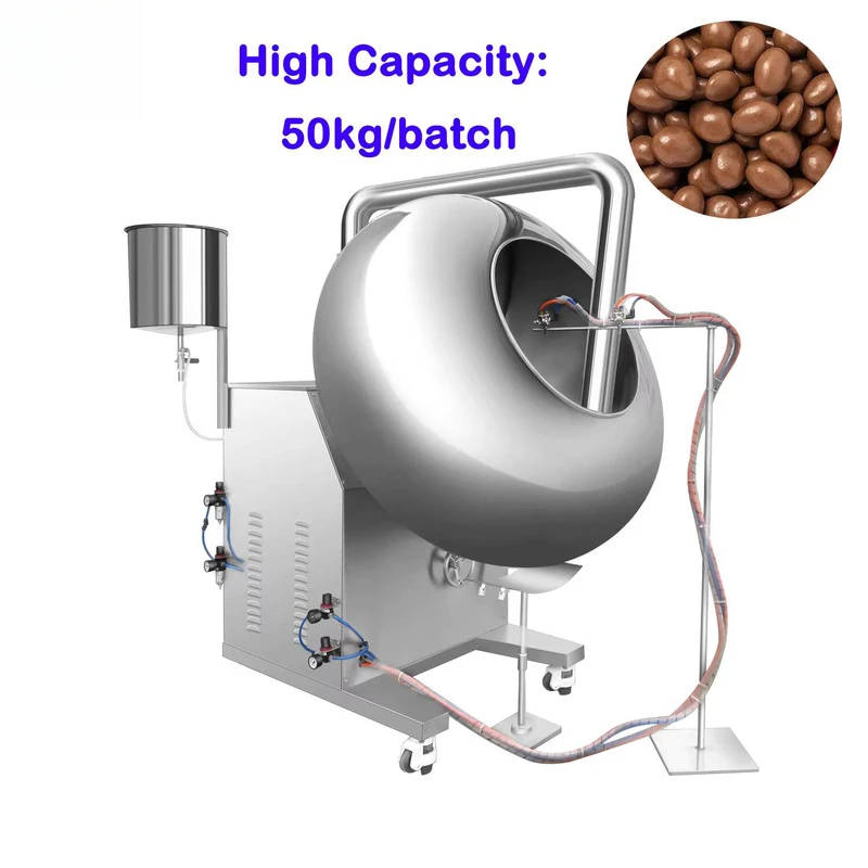 High Efficiency Automatic Pill Film Coater Health Product Peanut Chocolate Sugar Tablet Coating Machine