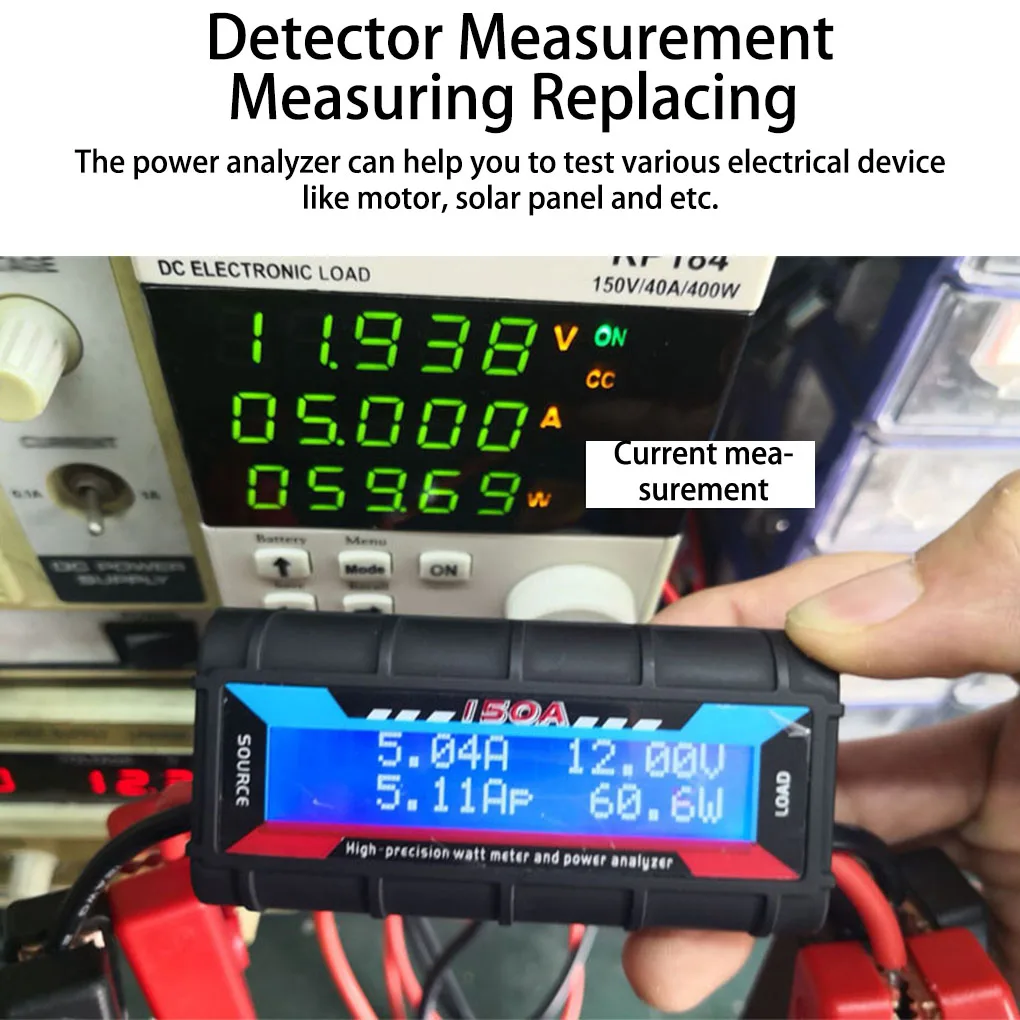 Imagem -06 - Analisador de Potência de Tela Lcd Voltímetro Amperímetro Retroiluminação Display Digital Painel Solar Elétrico Medidor de 150a Watt