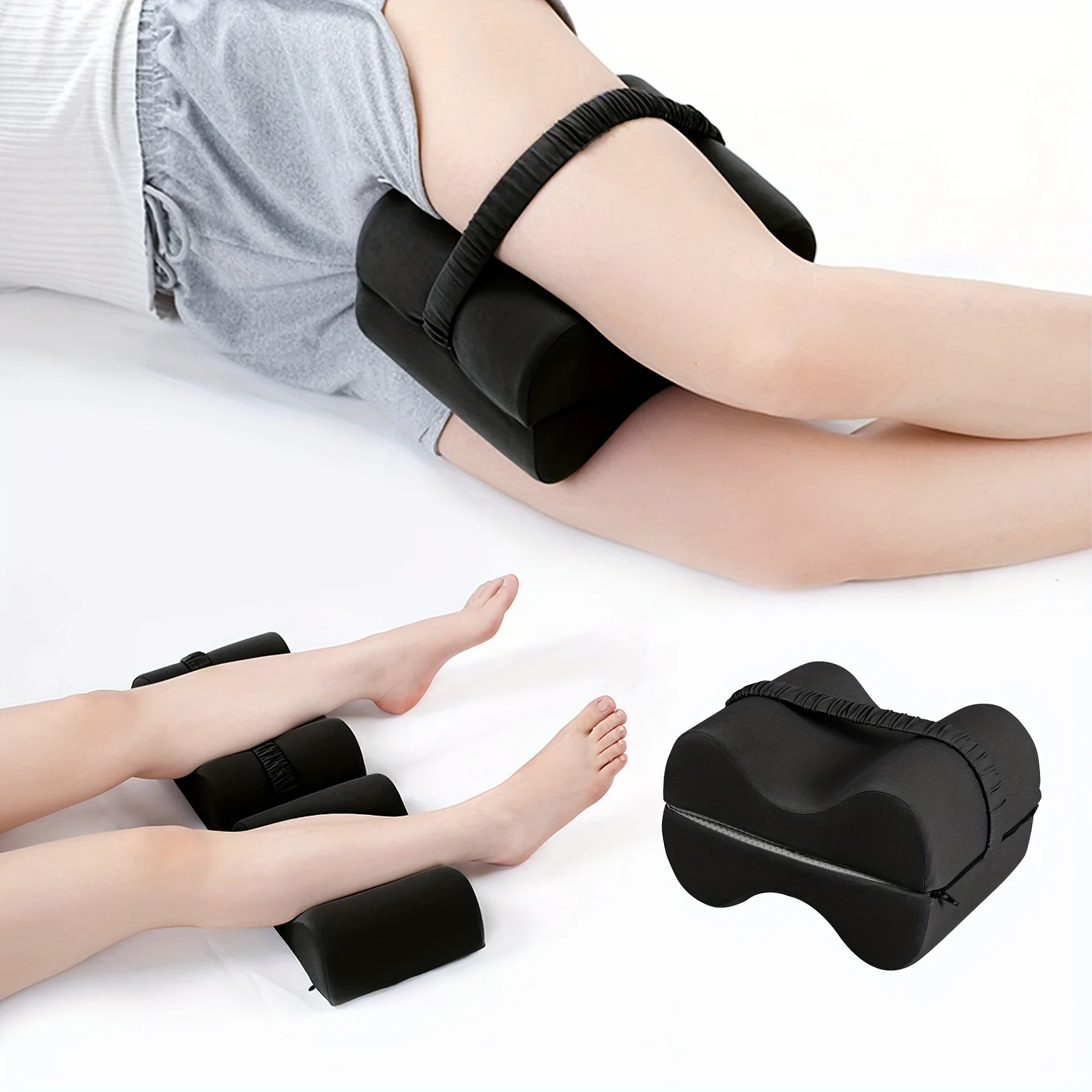 

Customizable Ergonomic 2-in-1 Memory Foam Leg Positioning Pillow with Non-Slip Strap