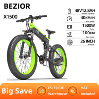 BEZIOR X1500 Electric Bike 1500W Urban road Motor E-Bike 48V 12.8Ah Battery 26*4.0-inch Fat Tires City Electric Bicycle