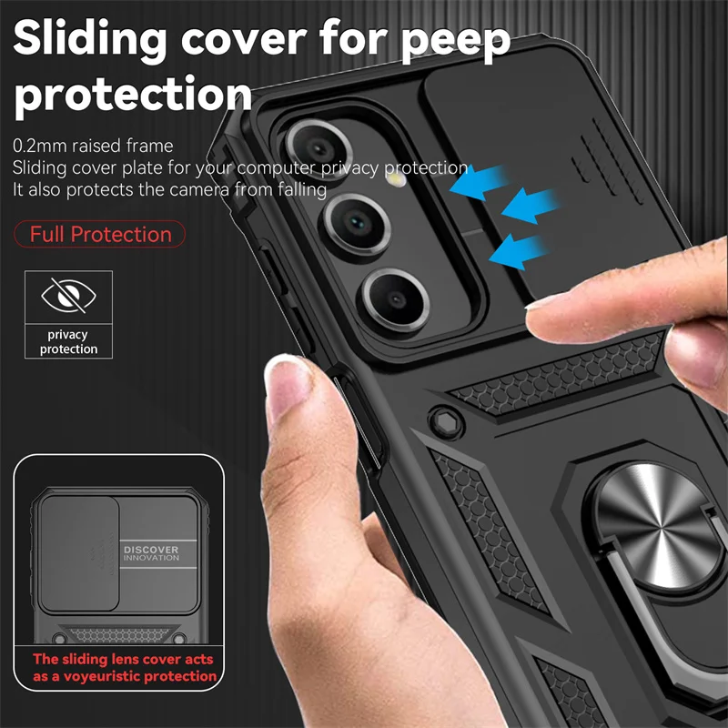 Armor Magnetic Holder Ring Shockproof Case For Samsung Galaxy A06 A16 A55 A35 A15 A54 A53 A25 A26 A36 A56 5G Lens Protect Cover